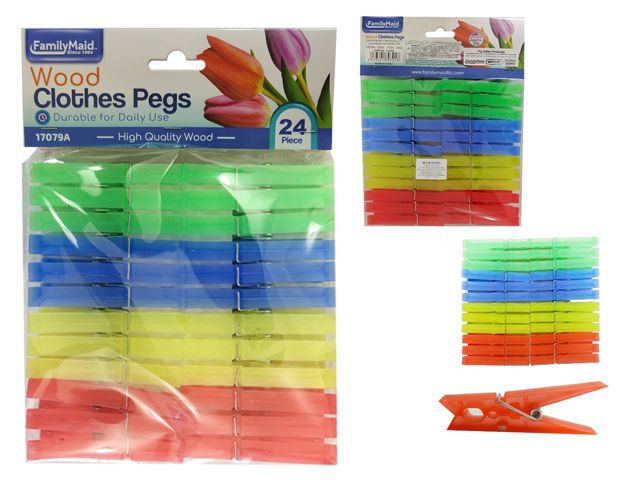 96 Pieces of 24pc Plastic Cloth Pegs