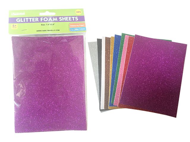 96 Wholesale 10 Piece Glitter Foam Sheet - at 