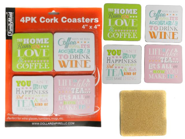 48 Pieces of 4 Pc Cork Coasters