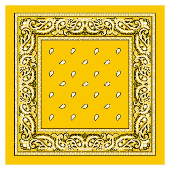 36 Pieces of Yellow Gold Paisley Printed Cotton Bandana