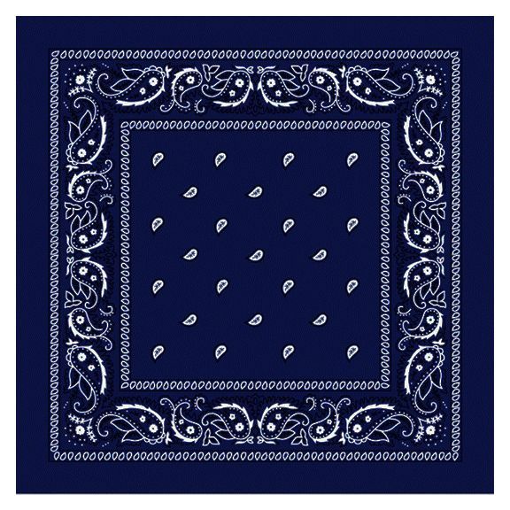 36 Pieces of Royal Blue Paisley Printed Cotton Bandana
