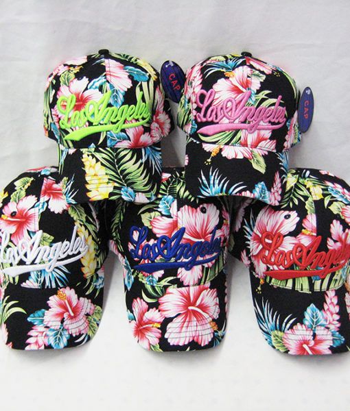 48 Wholesale Los Angeles Script Floral Baseball Cap at