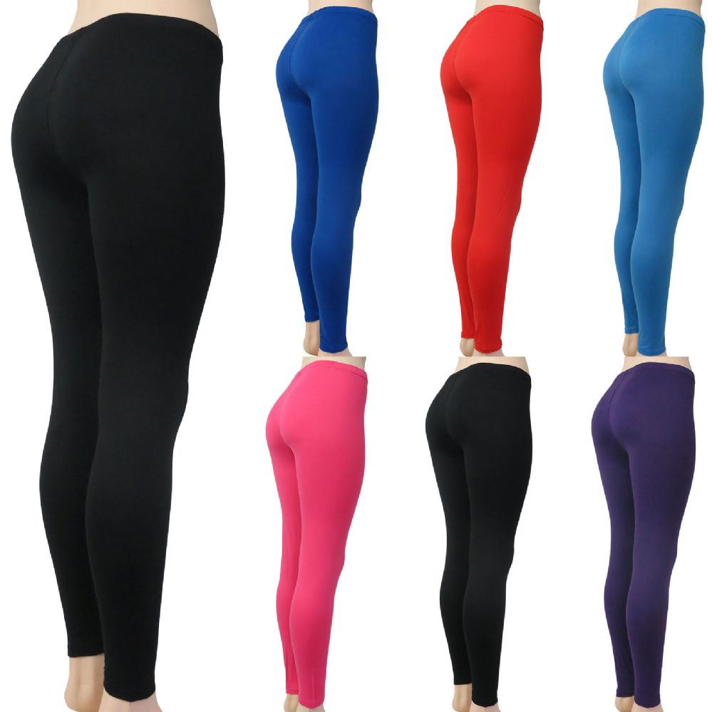 60 Wholesale Soft Feel Full Length Leggings In Assorted Colors. Free Sized Where One Size Fits Most!