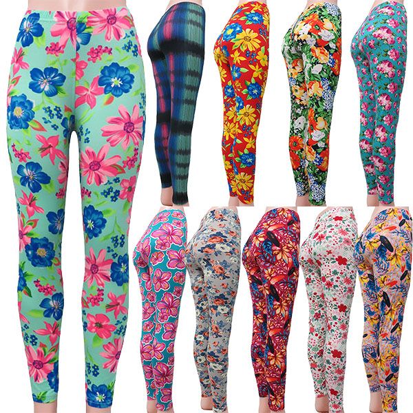60 Pieces soft Feel Full Length Floral Design Leggings In Assorted Prints.  - Womens Leggings - at 