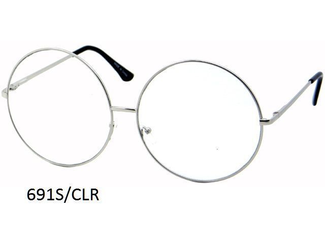 48 Pieces of Clear Lens Large Round Metal Eye Glasses