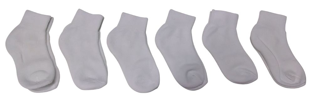 240 Wholesale Childrens White Ankle Socks Size 6-8