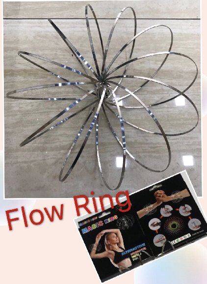 20 Wholesale Flow Rings Kinetic Spring ToY-Silver 5.75" FlaT-Black Package