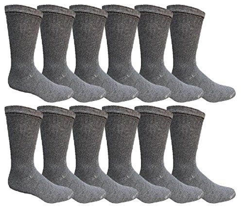 12 Pairs 12 Pairs Value Pack Of Wholesale Sock Deals Mens Crew Socks, Dark Gray 10-13 - Mens Crew Socks