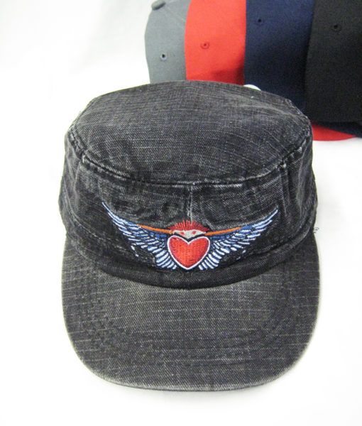 36 Wholesale Heart Denim Visor Hat