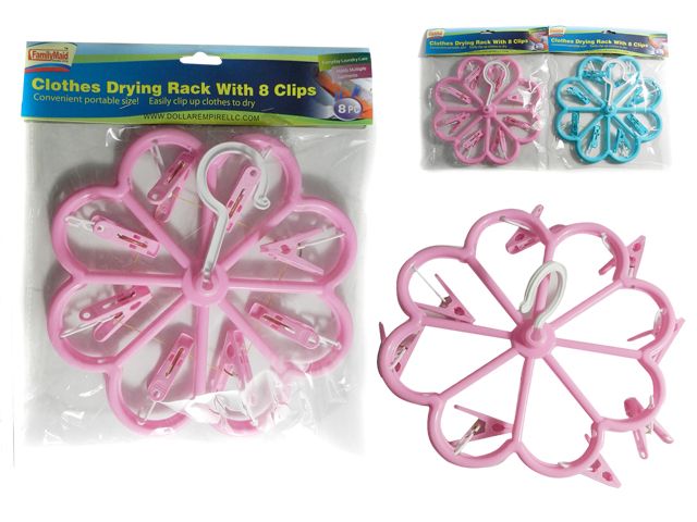 72 Pieces of Flower Shaped Clothes Laundry Drying Rack With 8 Clips. Blue, Pink