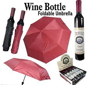 Cabernet Wine Bottle Novelty Rain Umbrella Burgundy 