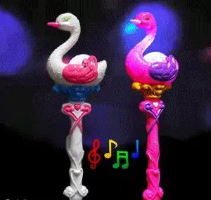 48 Wholesale Flashing Globe Swan Wands With Music