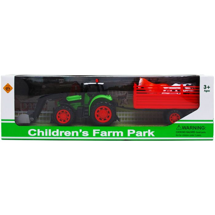 18 Wholesale 9.5" F/f Farm Tractor W/8" Wagon & Accss In Window bx