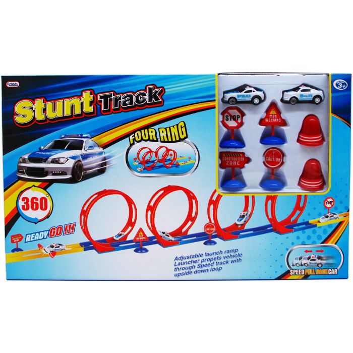 12 Wholesale 23pc Track Racers Play Set With Cars In Color Box W/ 2.5" Cars
