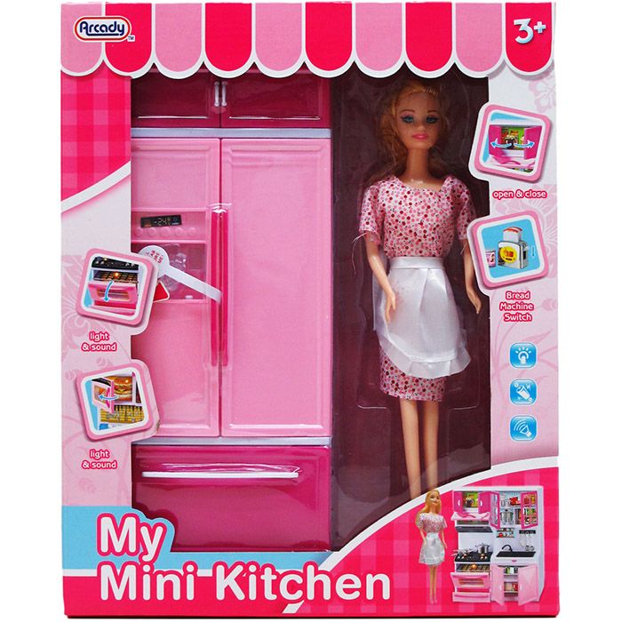 6 Pieces of 12.25" B/o Mini Kitchen Fridge W/ 11" Doll