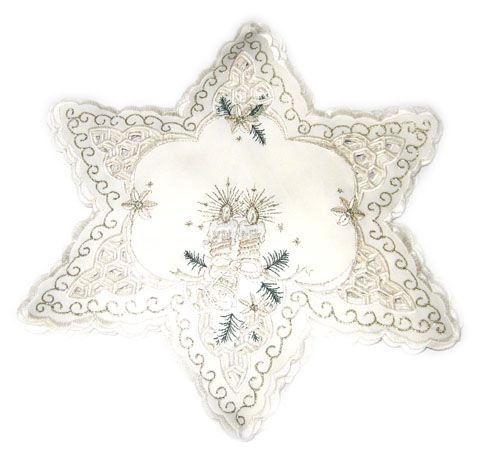48 Wholesale Holly & White Candle & Bells 11 Inch Star Shaped