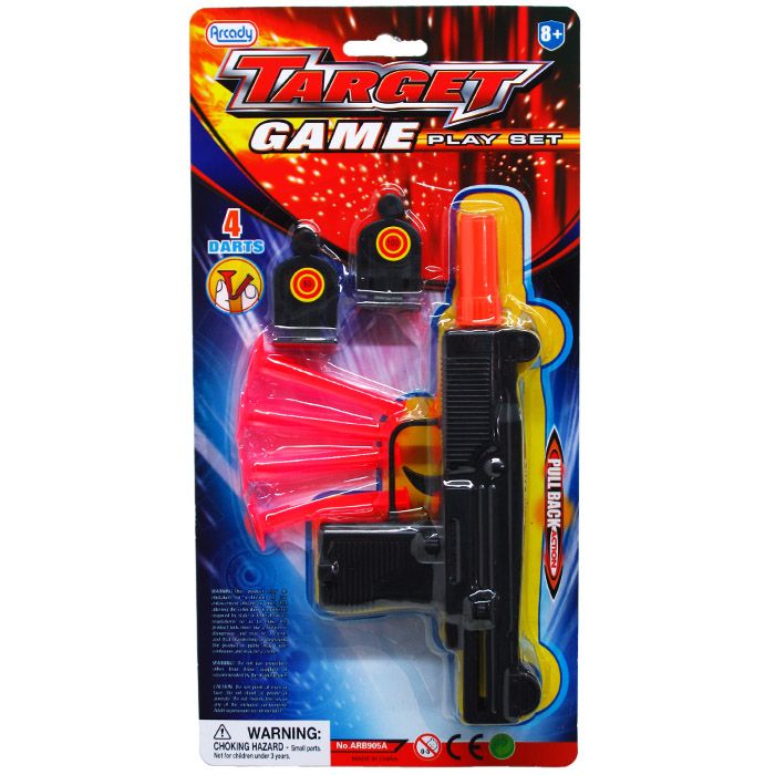 48 Wholesale Soft Dart Toy Uzi With Targets In Blister Card