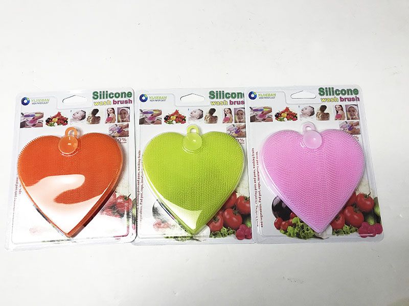 60 Pairs of Silicone Wash Brush Heart Shaped/color Assorted
