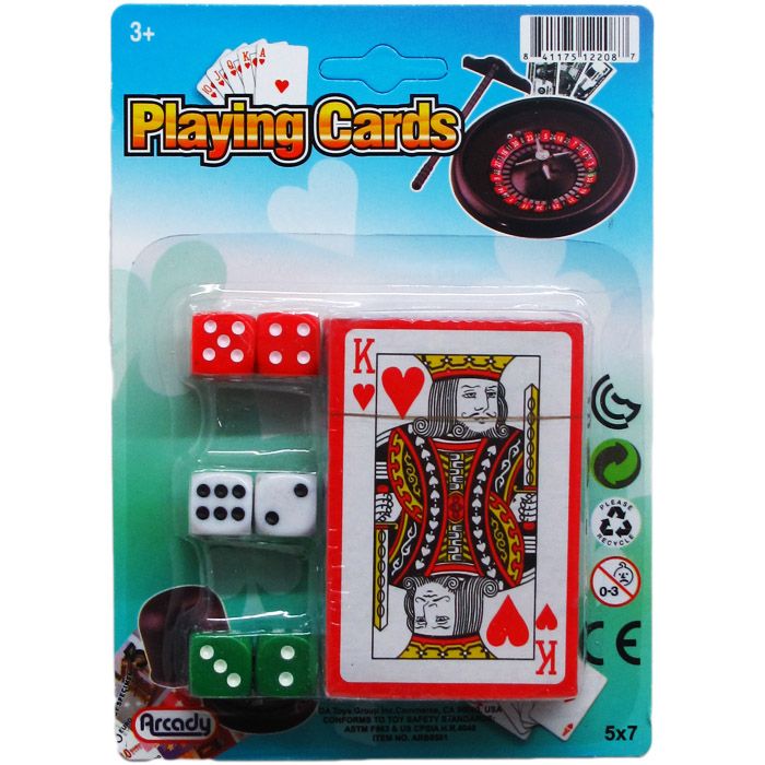 72 Pieces of Single Deck Playing Cards With 6 Piece Dice On Card