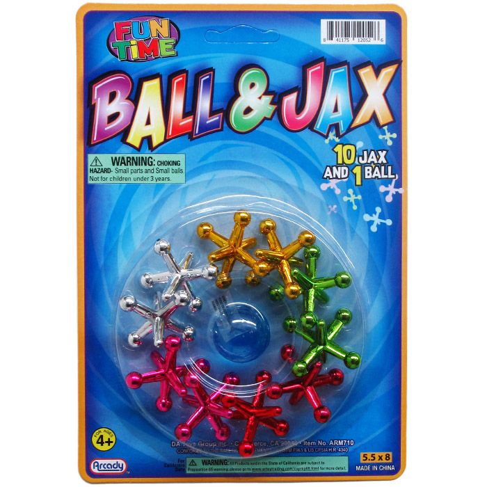 72 Pieces of 10 Pc Jacks W/ 1 Rubber Ball Play Set On Blister Card