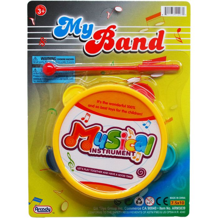 96 Pieces of Toy Tambourine With Stick On Blister Card