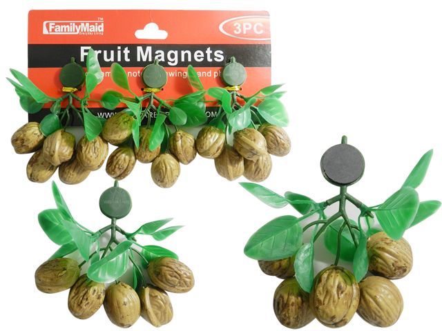 144 Pieces of 3 Pc Fruit Magnets