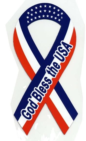 60 Pieces of 3.75" X 8" Ribbon Magnet, God Bless The Usa,
