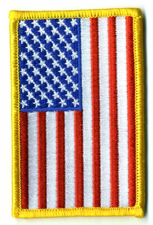 48 pieces of Embroidered Iron On Patch, Reverse U.s. Flag, Approximately 3.5" High
