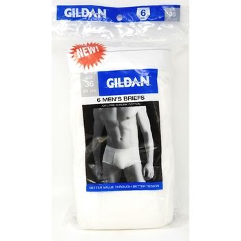 24 Wholesale Gildan Men's White Briefs 6-Pack