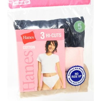 Hanes Womens 3-Pack Womens Cotton Hi-Cut Panty