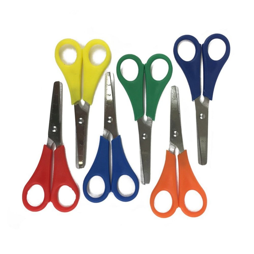 96 Wholesale 5" Long Measuring Safety Scissors In 6 Assorted Colors