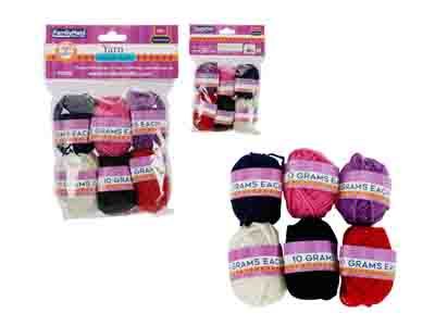 96 Pieces of 6 Pc Mini Yarn In Assorted Colors