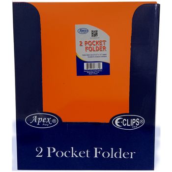 48 Pieces of Orange Plastic 2 Pocket Folders - 9.5" X 11.5"