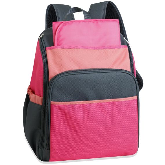 24 Pieces 17 Inch Pink Color Block Diaper Backpack - Baby Diaper Bag