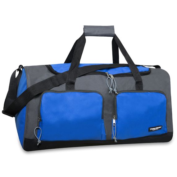 24 Wholesale 24 Inch Multi Pocket Duffle Bag Blue Color Only