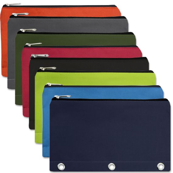 96 Pieces of 3 Ring Binder Pencil Case 8 Color Assortment