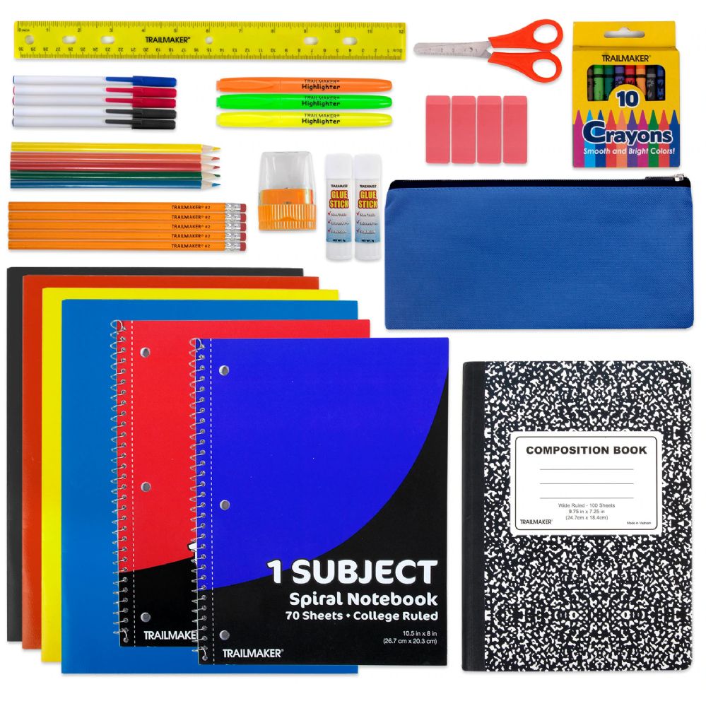 12 Wholesale 45 Piece School Supply Kit
