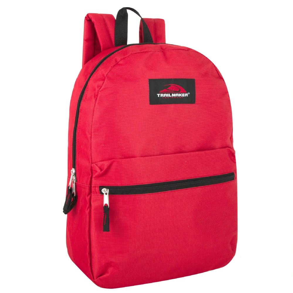 24 Wholesale Classic 17 Inch Backpack In Red Only
