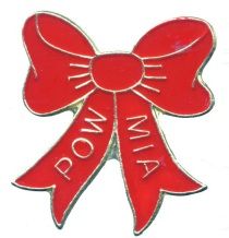96 Wholesale Brass Hat Pin, PoW-Mia Red Ribbon