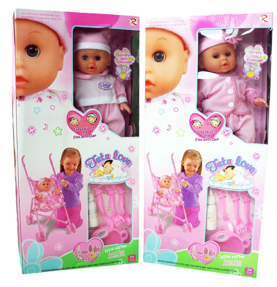 12 Wholesale Doll With Stroller And Play Accessories