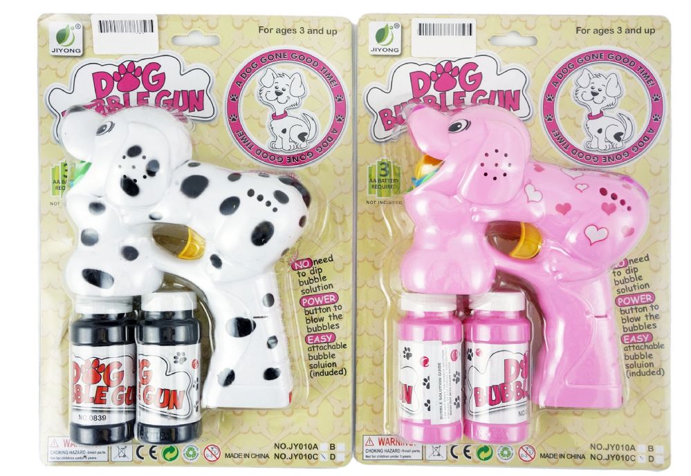 48 Wholesale Solid Dog Bubble Gun W Light And Music Pink White