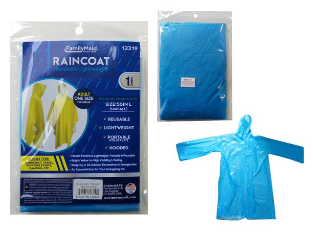 144 Pieces of Blue Adult Poncho Raincoat