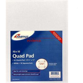 50 Packs of Quad Pad, 8.5" X 11", 50 Sheets