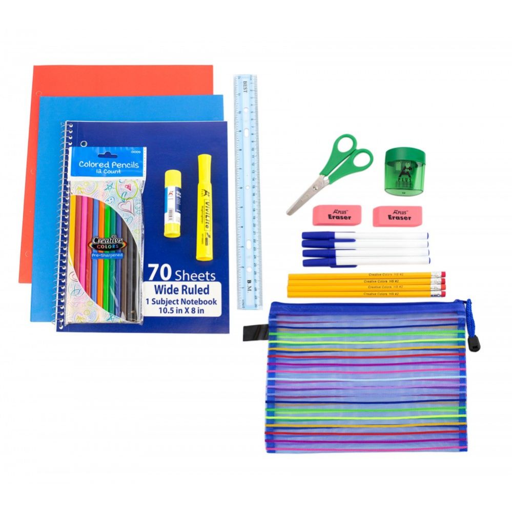 24 Wholesale 24 Piece Wholesale Kids School Supply Kit