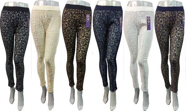 60 Wholesale Sofra Ladies Polyester Leggings Plus Size Beige - at