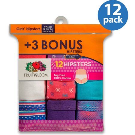 432 Pieces of Fruit Of The Loom 12 Pack Hipster Cut Underwear Size 4