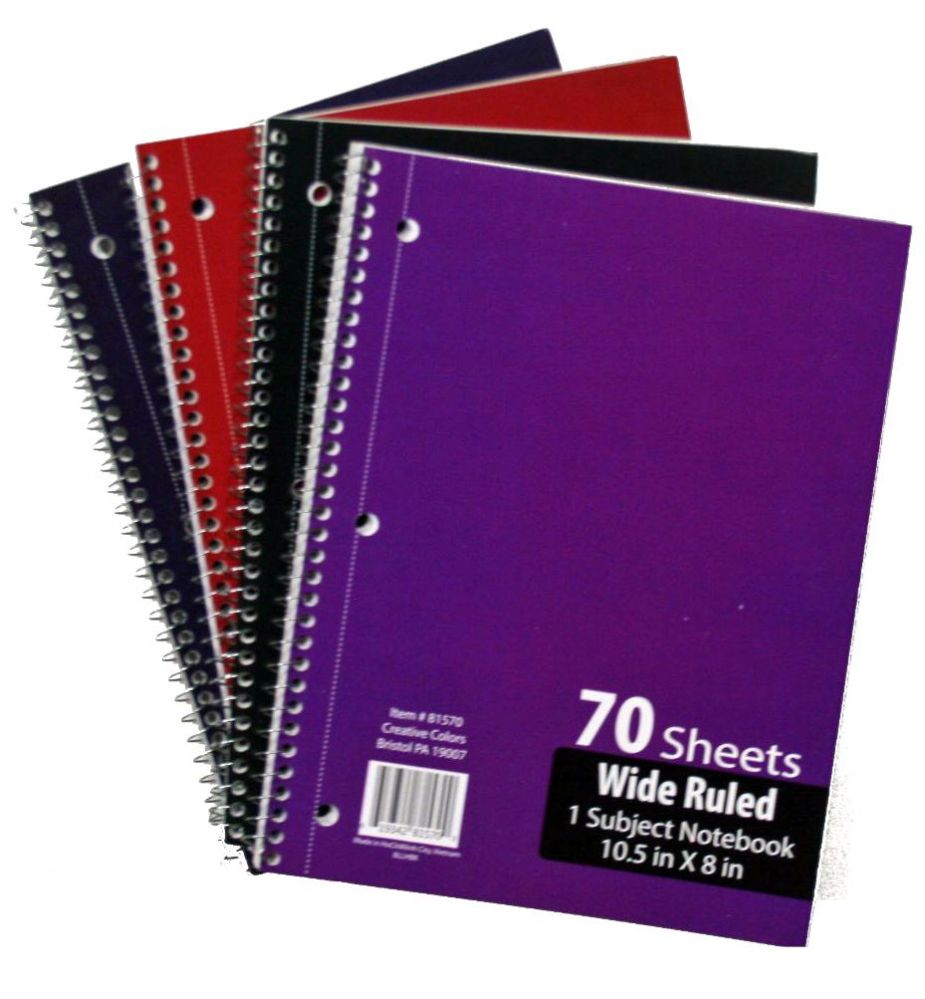 60 pieces of 1-Subject Wide Ruled School Notebooks - 70 Pages