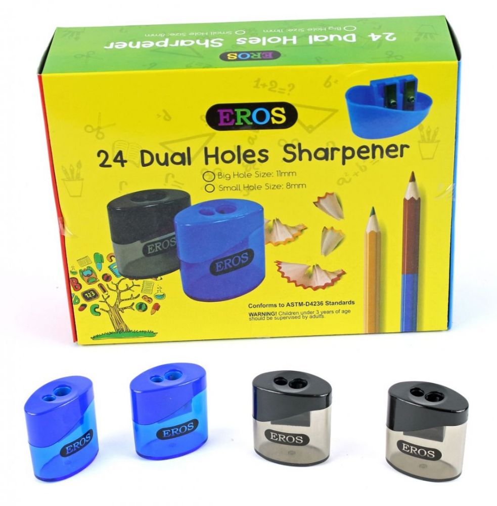 96 Pieces Dual Hole Sharpener With/ Round Receptacle - Sharpeners