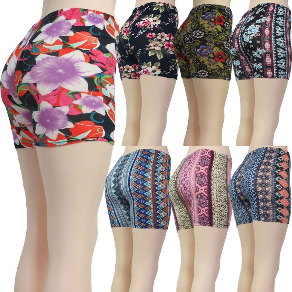 36 Pieces of Women's Stretchy Shorts - Assorted Prints