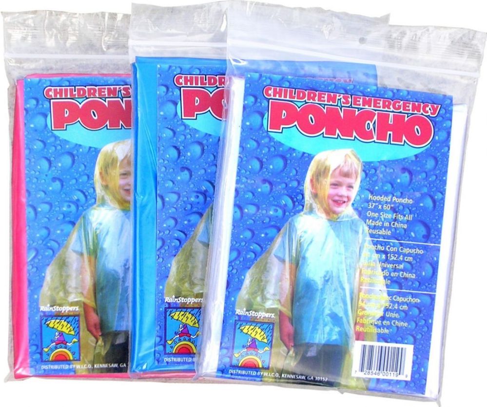 48 Wholesale Children's Emergency Ponchos - Assorted Colors